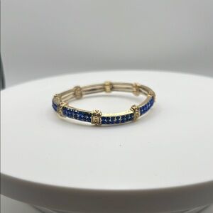 1324. Cara New York Elegant‎ Blue Crystal and Gold Stretch Bracelet